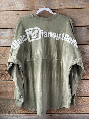 Disney World Spirit Jersey Green Tie Dye Pullover Spellout Long Sleeve Sz Large